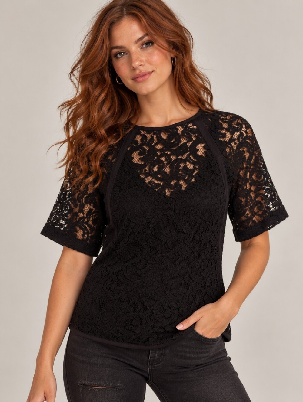 Maje Short Sleeve Lace Top Size 2